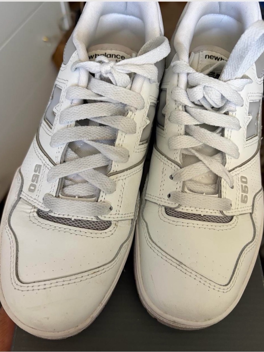 New Balance White & Gray 650 Lightweight Sneakers